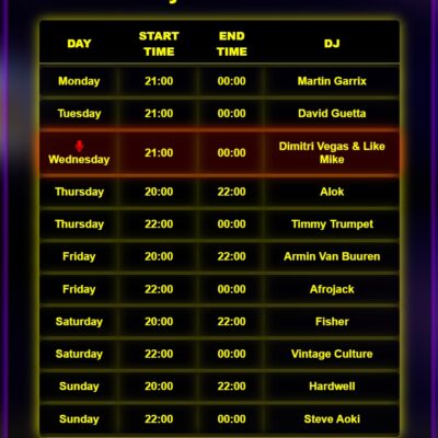 DJ Schedule