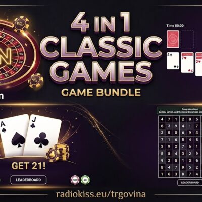 4-in-1 Game Bundle – Blackjack, Sudoku, Solitaire, Roulette
